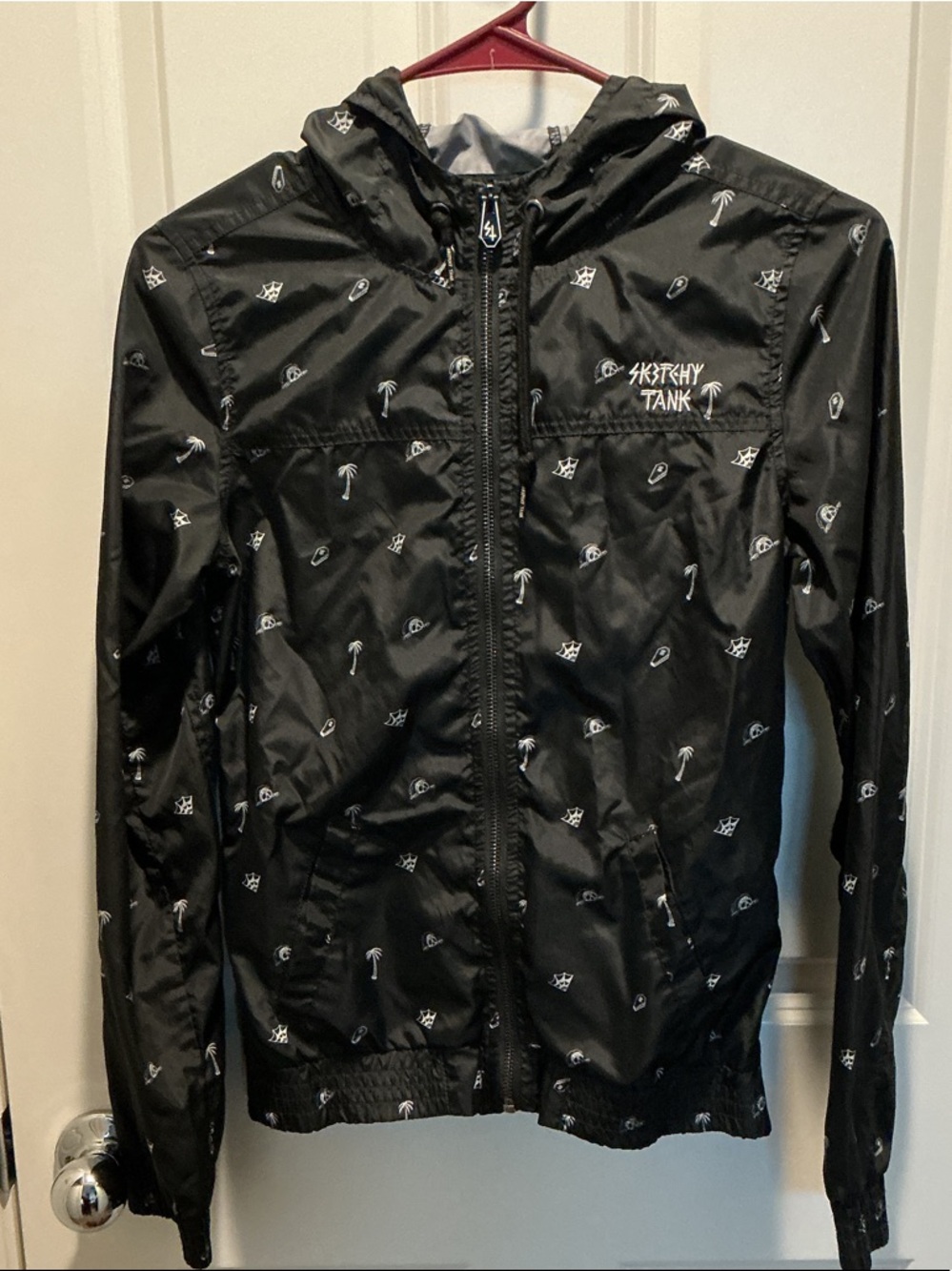 Skitchy Tank Women’s Black Patterned Lightweight Hooded Jacket